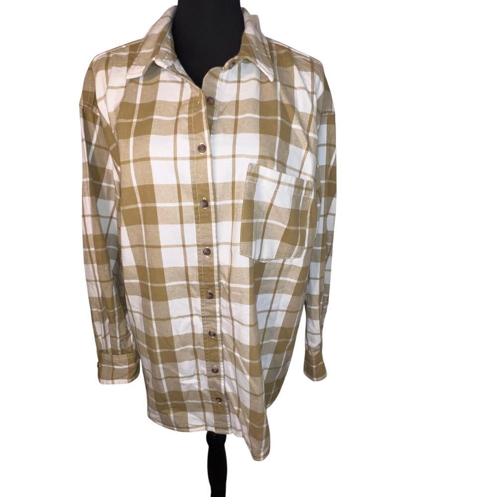Universal Thread Women’s XXL Oversized Green Plaid Flannel Button Front Y2K NEW